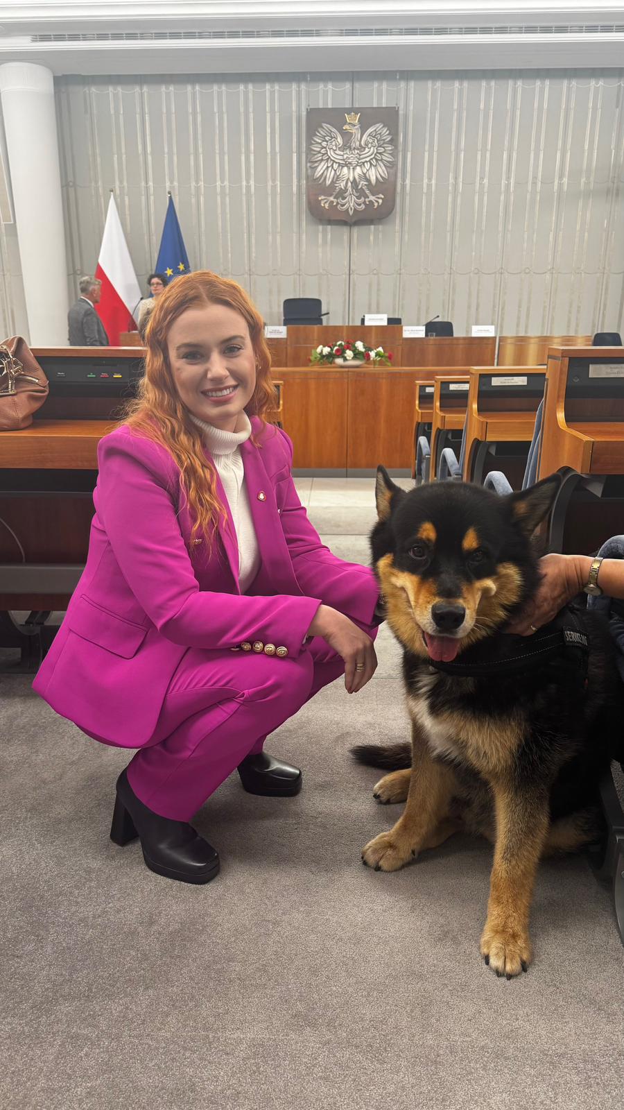 Monika Ślusarczyk z psem w Sejmie RP